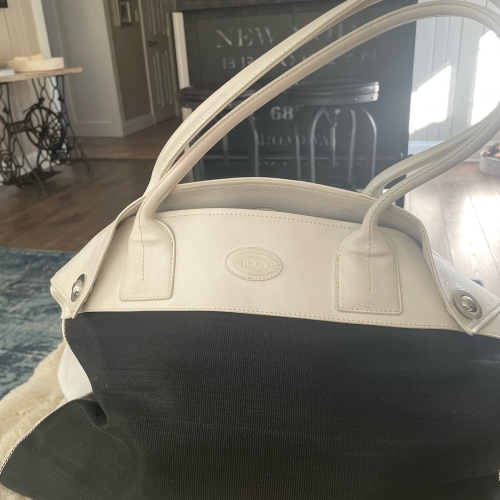 Tod's Black and Cream Tote Bag